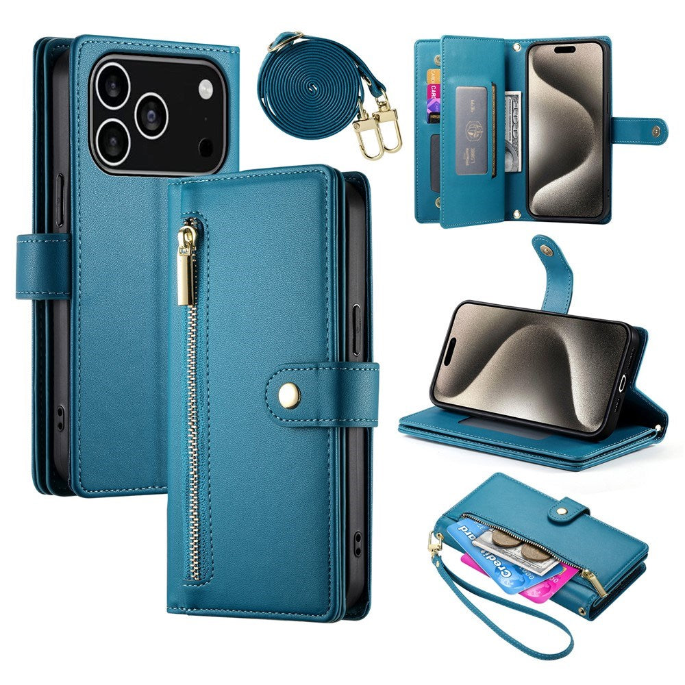 EIDERWOOD iPhone 17 Pro Flip Cover m. Kortholder / Lynlåslomme / Strop - Blå