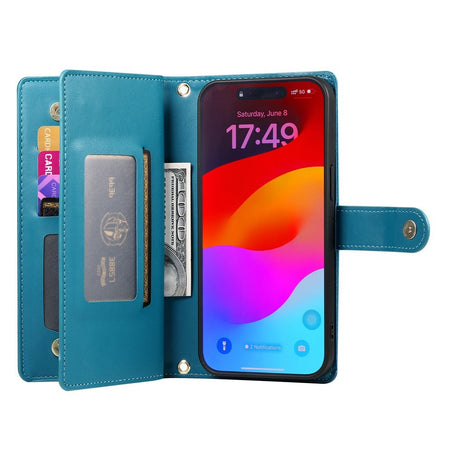 EIDERWOOD iPhone 17 Pro Flip Cover m. Kortholder / Lynlåslomme / Strop - Blå