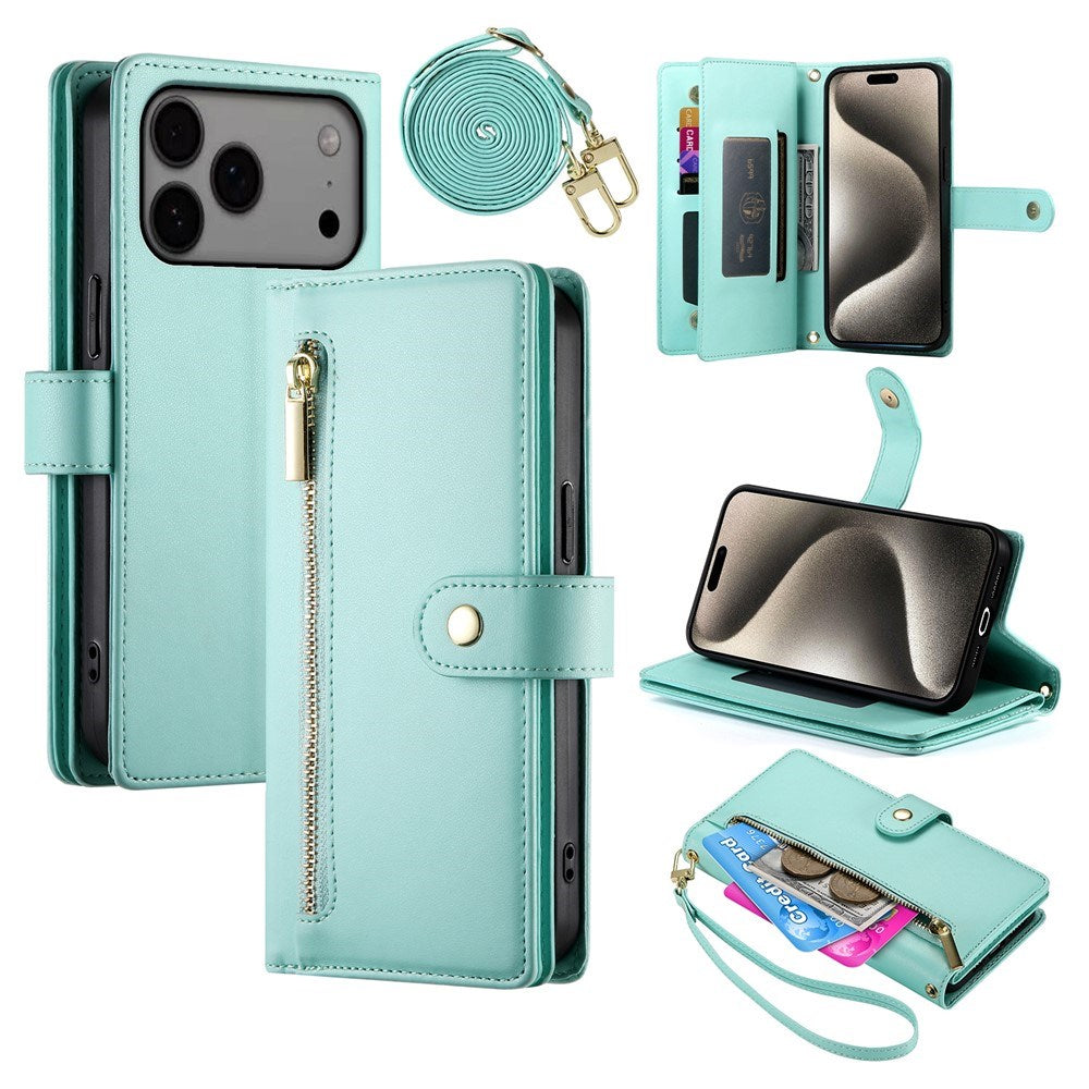 EIDERWOOD iPhone 17 Pro Max Flip Cover m. Kortholder / Lynlåslomme / Strop - Turkis