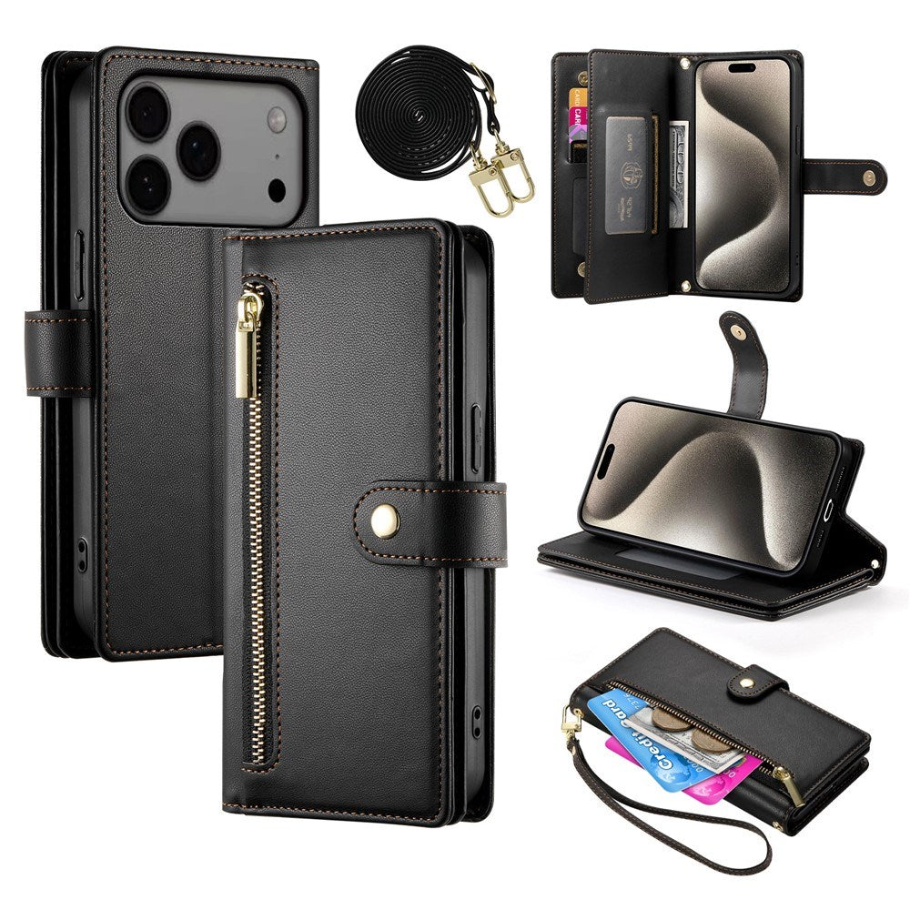 EIDERWOOD iPhone 17 Pro Max Flip Cover m. Kortholder / Lynlåslomme / Strop - Sort