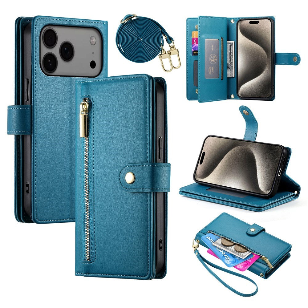EIDERWOOD iPhone 17 Pro Max Flip Cover m. Kortholder / Lynlåslomme / Strop - Blå