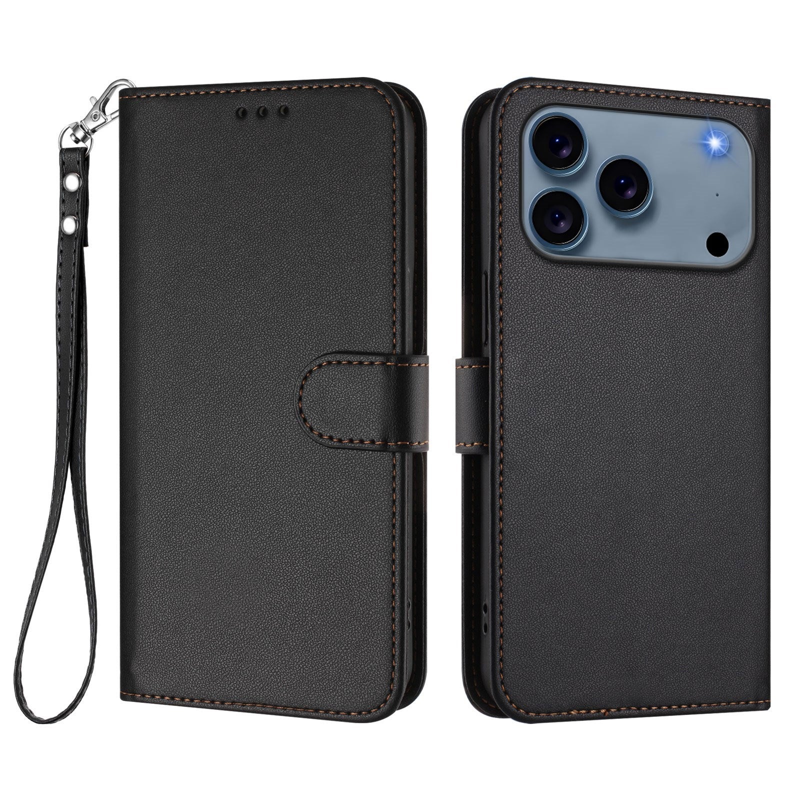 iPhone 18 Pro Max / 17 Pro Max EIDERWOOD Kunstlæder Flip Cover m. Strop - Sort