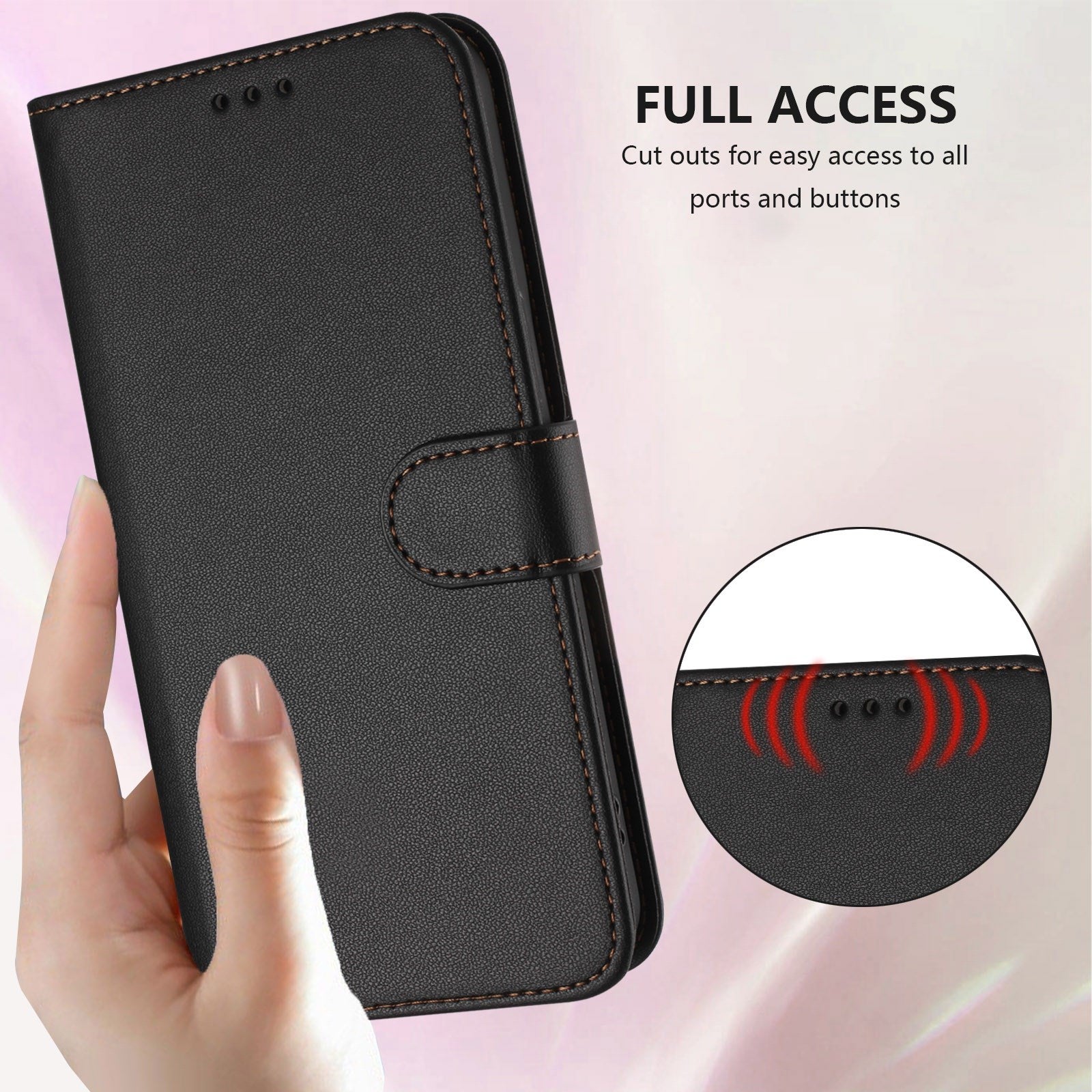 iPhone 18 Pro Max / 17 Pro Max EIDERWOOD Kunstlæder Flip Cover m. Strop - Sort