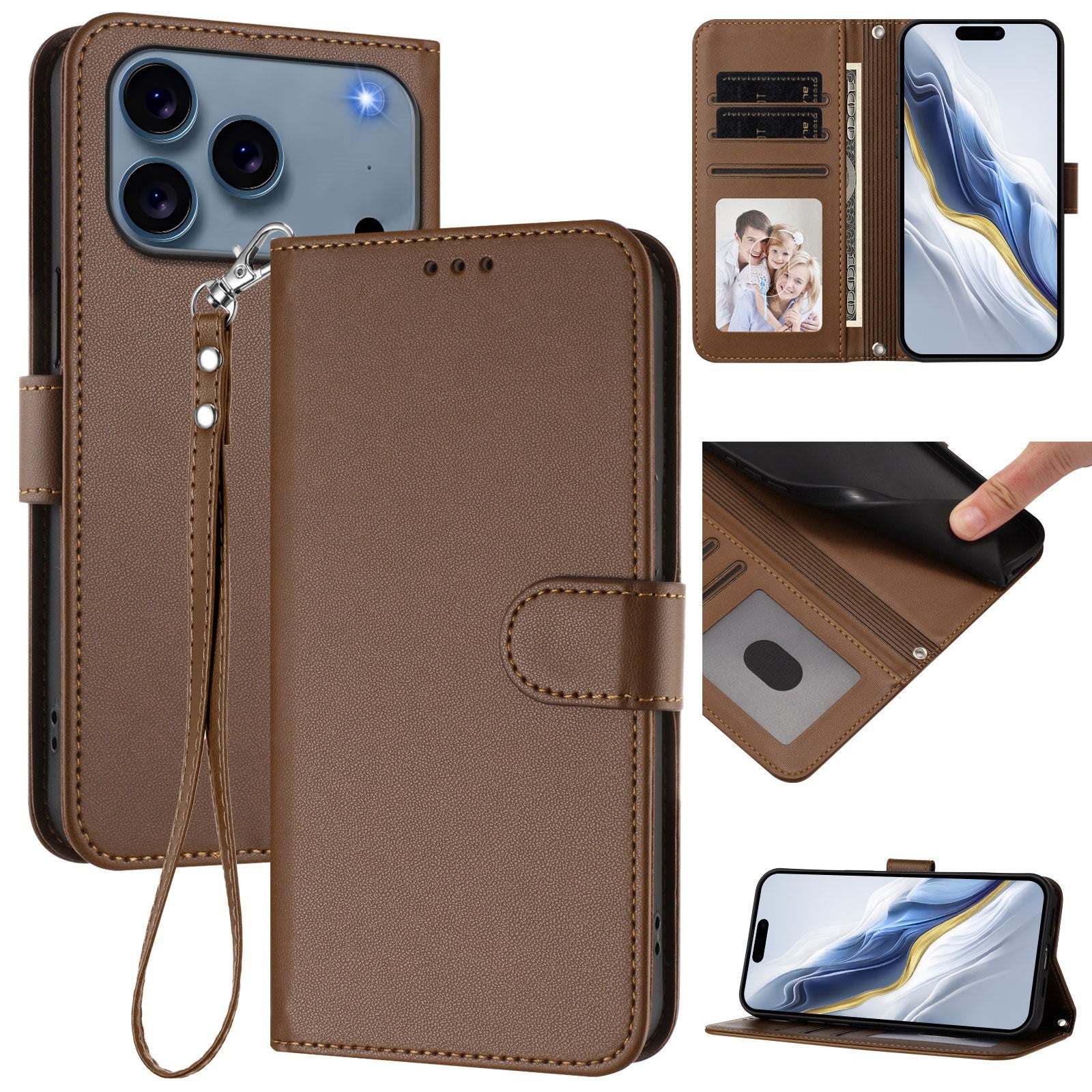 iPhone 18 Pro Max / 17 Pro Max EIDERWOOD Kunstlæder Flip Cover m. Strop - Brun