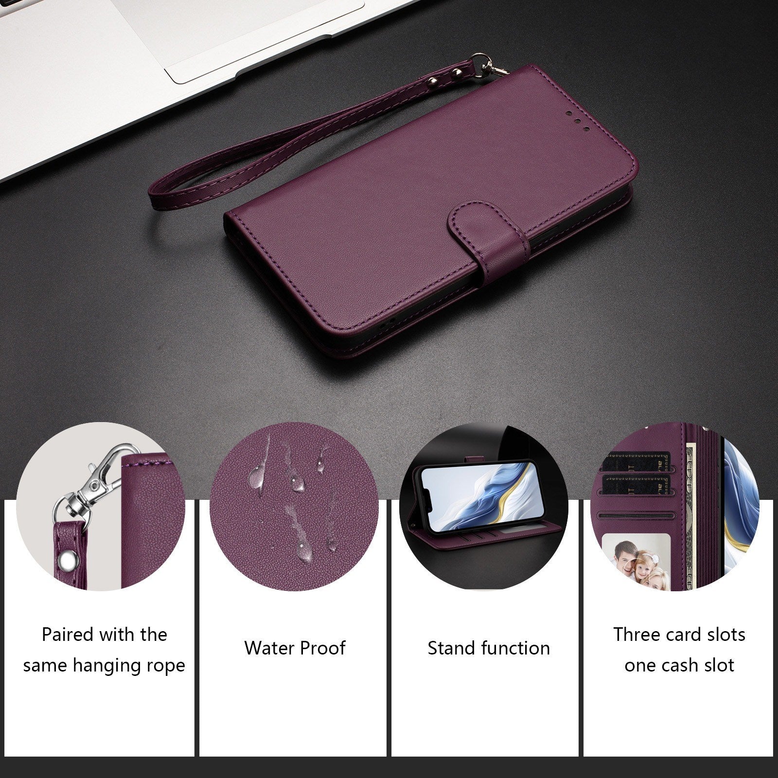 iPhone 18 Pro Max / 17 Pro Max EIDERWOOD Kunstlæder Flip Cover m. Strop - Lilla