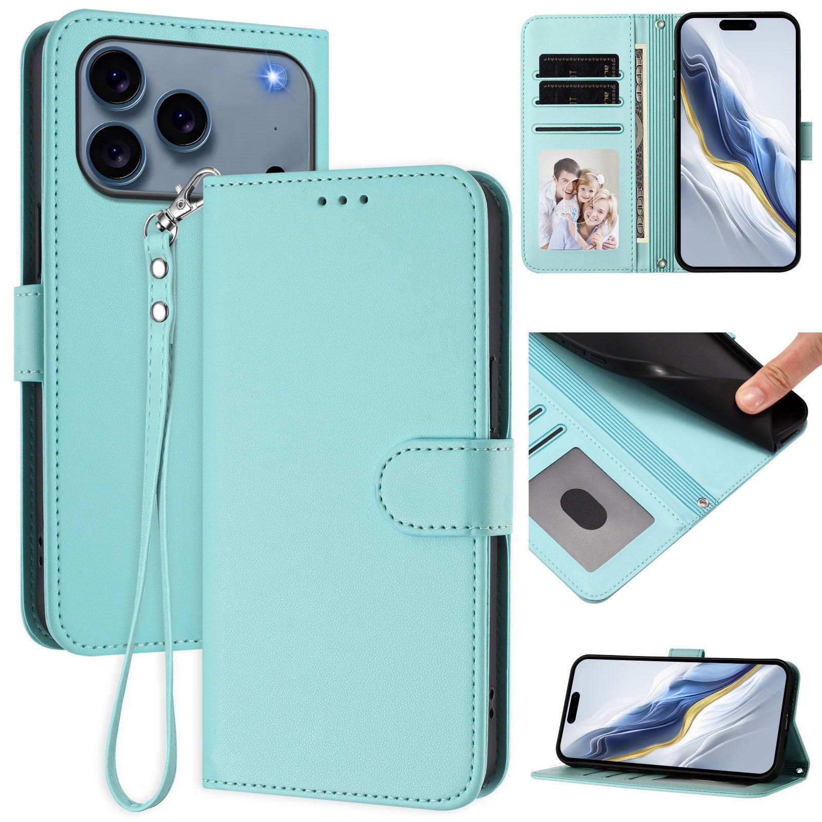 iPhone 18 Pro Max / 17 Pro Max EIDERWOOD Kunstlæder Flip Cover m. Strop - Lyseblå