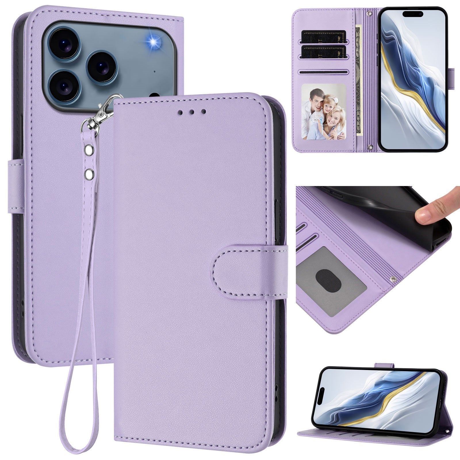 iPhone 18 Pro Max / 17 Pro Max EIDERWOOD Kunstlæder Flip Cover m. Strop - Lyslilla