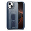 iPhone 14 / 13 Hårdt Plastik Cover m. Kunstlæder Bagside & Fingerrem - MagSafe Kompatibel - Blå