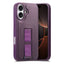 iPhone 16 Hårdt Plastik Cover m. Kunstlæder Bagside & Fingerrem - MagSafe Kompatibel - Lilla