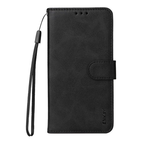 EIDERWOOD iPhone 17 2-i-1 Kunstlæder Flip Cover m. Skærmbeskyttelsesglas - Sort