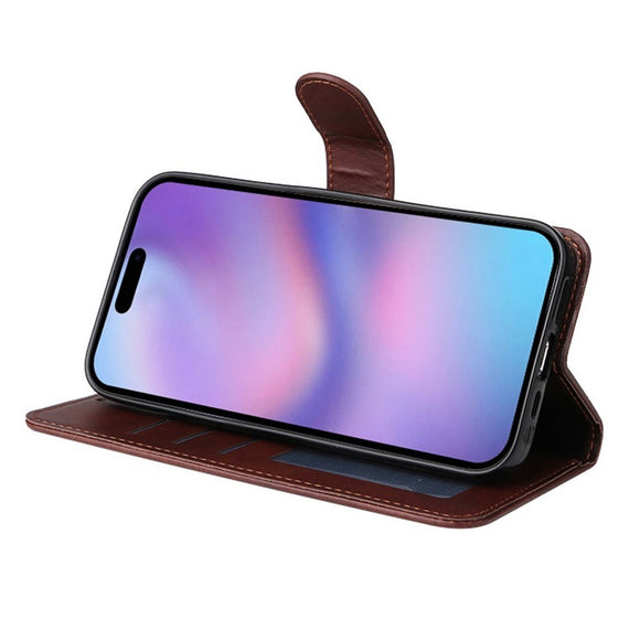 EIDERWOOD iPhone 17 2-i-1 Kunstlæder Flip Cover m. Skærmbeskyttelsesglas - Blå