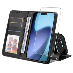 EIDERWOOD iPhone Air 2-i-1 Kunstlæder Flip Cover m. Skærmbeskyttelsesglas - Sort