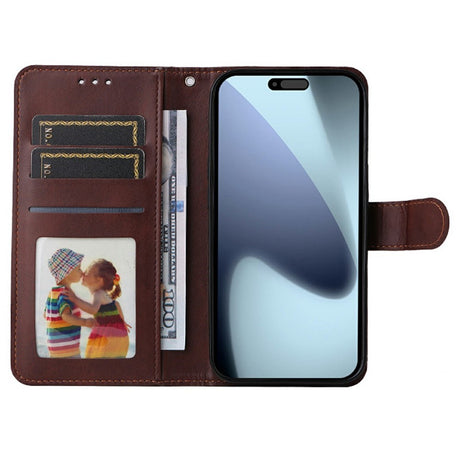 EIDERWOOD iPhone 17 Pro Max 2-i-1 Kunstlæder Flip Cover m. Skærmbeskyttelsesglas - Rød