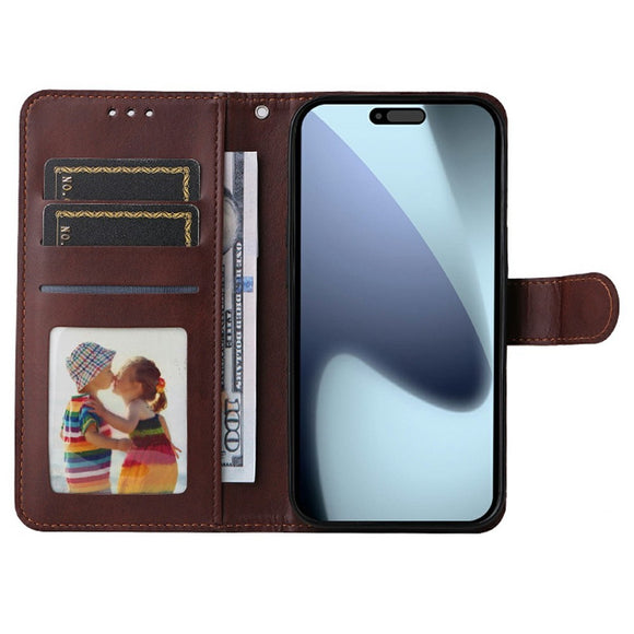 EIDERWOOD iPhone 17 Pro Max 2-i-1 Kunstlæder Flip Cover m. Skærmbeskyttelsesglas - Rød
