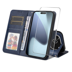 EIDERWOOD iPhone 17 Pro Max 2-i-1 Kunstlæder Flip Cover m. Skærmbeskyttelsesglas - Blå