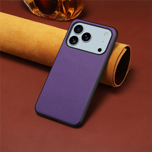 EIDERWOOD iPhone 17 Pro Max Hybrid Plastik Cover m. Lædertekstur - Lilla