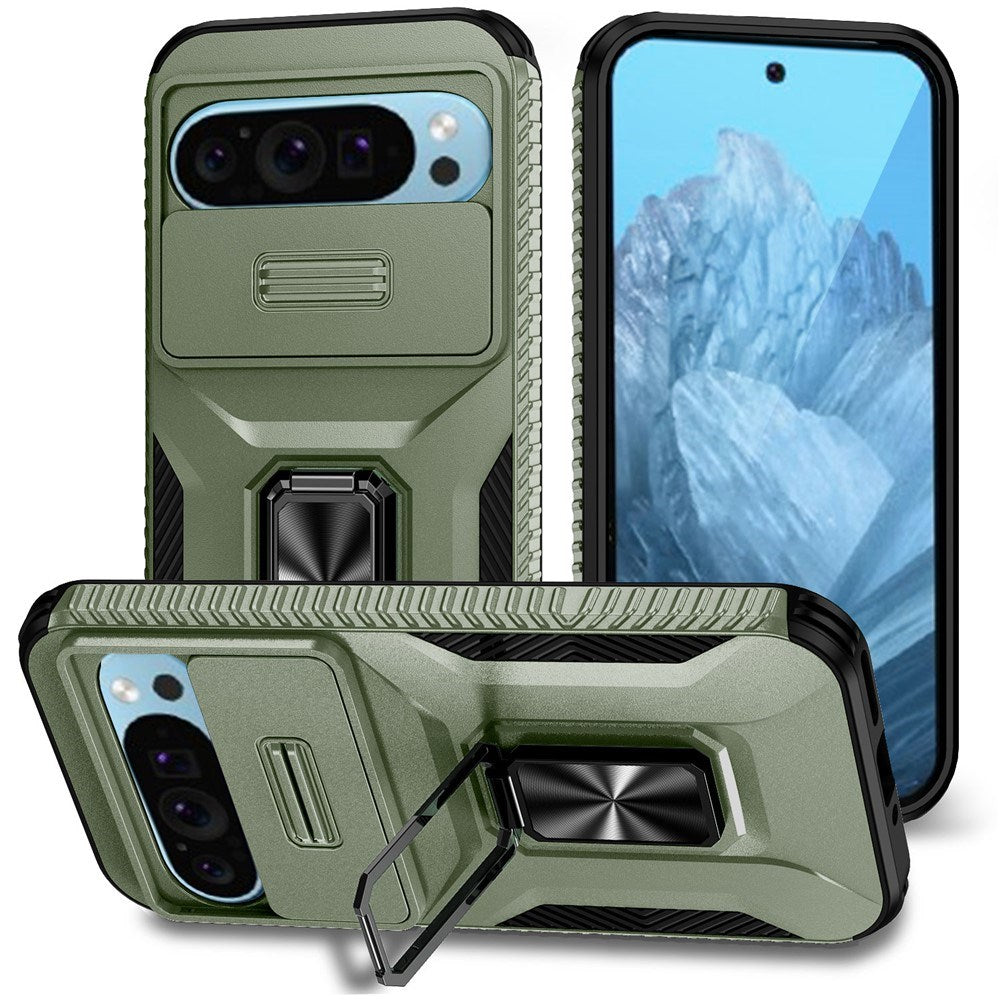 Google Pixel 11 Pro / 11 / 10 Pro / 10 / 9 Pro / 9 EIDERWOOD Håndværkercover m. 360 Roterbar Kickstand - Grøn