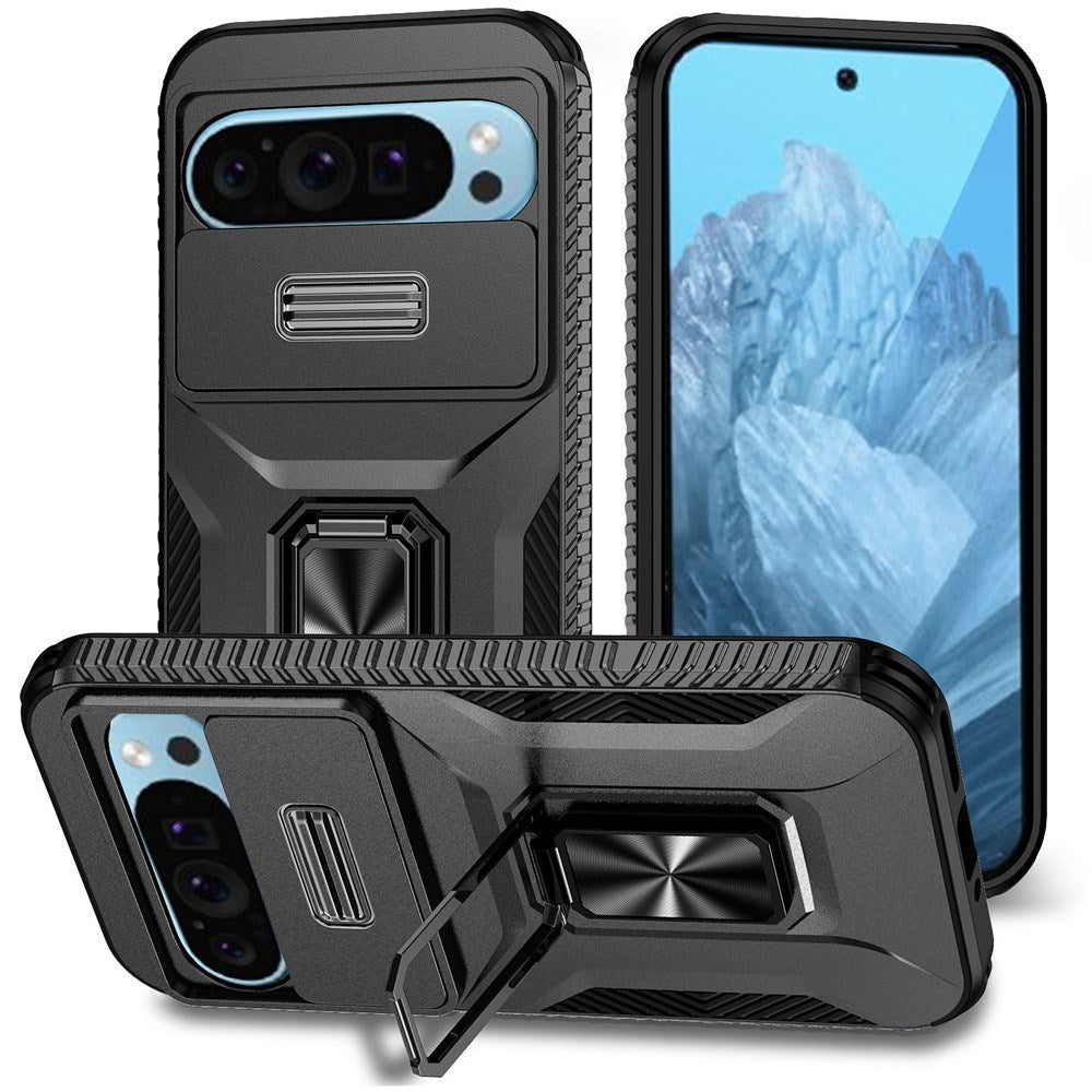 Google Pixel 11 Pro / 11 / 10 Pro / 10 / 9 Pro / 9 EIDERWOOD Håndværkercover m. 360 Roterbar Kickstand - Sort
