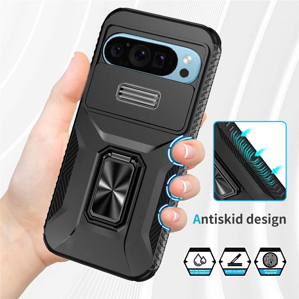 Google Pixel 11 Pro / 11 / 10 Pro / 10 / 9 Pro / 9 EIDERWOOD Håndværkercover m. 360 Roterbar Kickstand - Sort