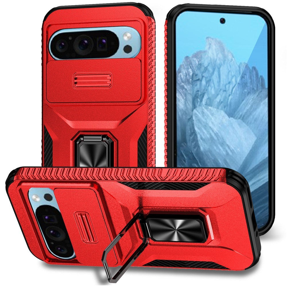 Google Pixel 11 Pro / 11 / 10 Pro / 10 / 9 Pro / 9 EIDERWOOD Håndværkercover m. 360 Roterbar Kickstand - Rød