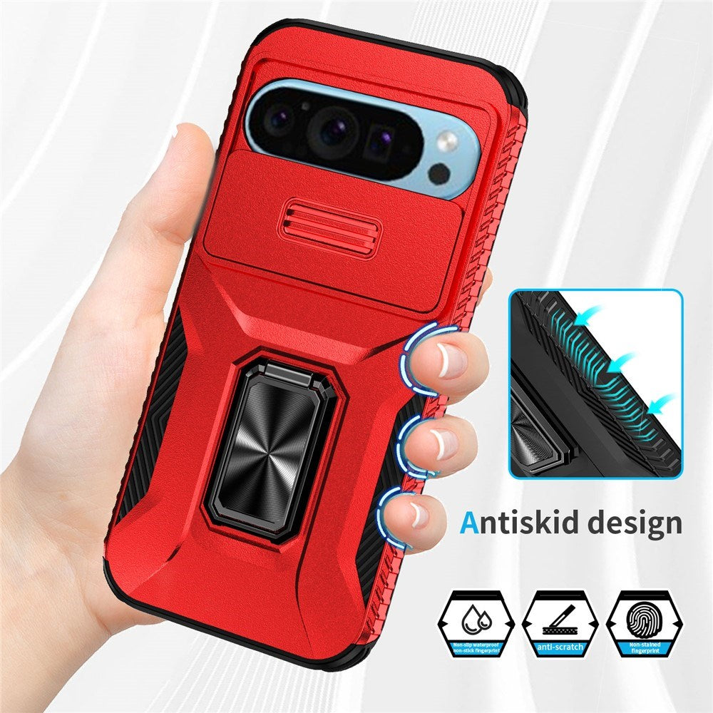 Google Pixel 11 Pro / 11 / 10 Pro / 10 / 9 Pro / 9 EIDERWOOD Håndværkercover m. 360 Roterbar Kickstand - Rød