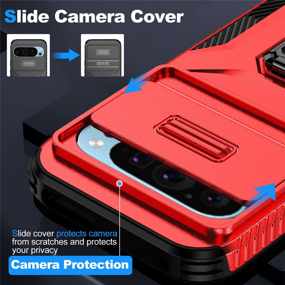 Google Pixel 11 Pro / 11 / 10 Pro / 10 / 9 Pro / 9 EIDERWOOD Håndværkercover m. 360 Roterbar Kickstand - Rød