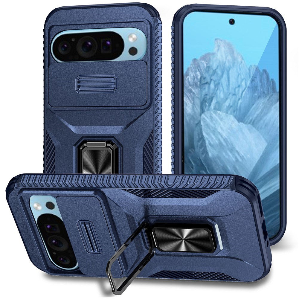 Google Pixel 11 Pro / 11 / 10 Pro / 10 / 9 Pro / 9 EIDERWOOD Håndværkercover m. 360 Roterbar Kickstand - Blå