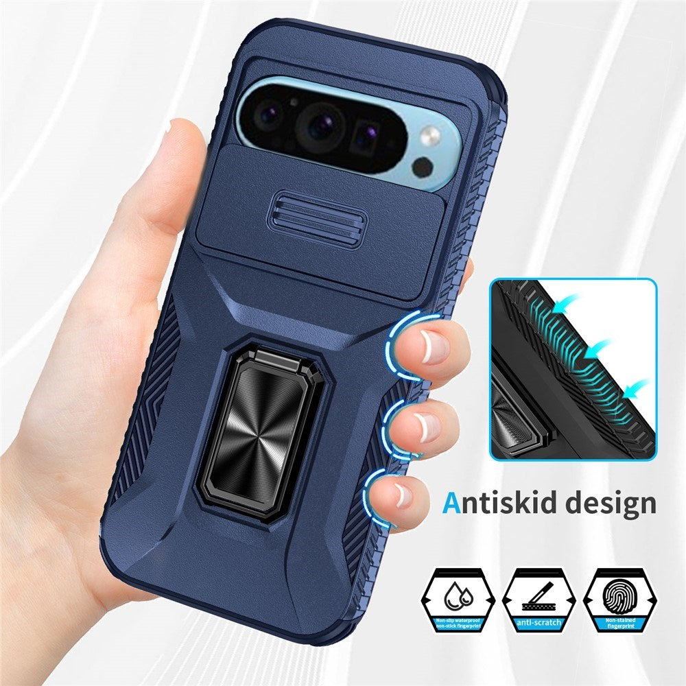 Google Pixel 11 Pro / 11 / 10 Pro / 10 / 9 Pro / 9 EIDERWOOD Håndværkercover m. 360 Roterbar Kickstand - Blå