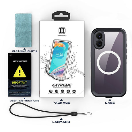 EIDERWOOD iPhone 17 Vandtæt Håndværker Cover m. Skærmbeskyttelse & Strop - MagSafe Kompatibel - Sort