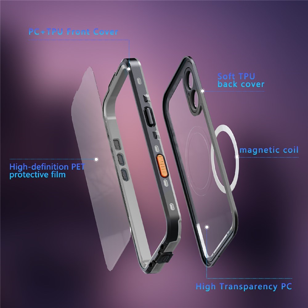 EIDERWOOD iPhone 17 Vandtæt Håndværker Cover m. Skærmbeskyttelse & Strop - MagSafe Kompatibel - Sort