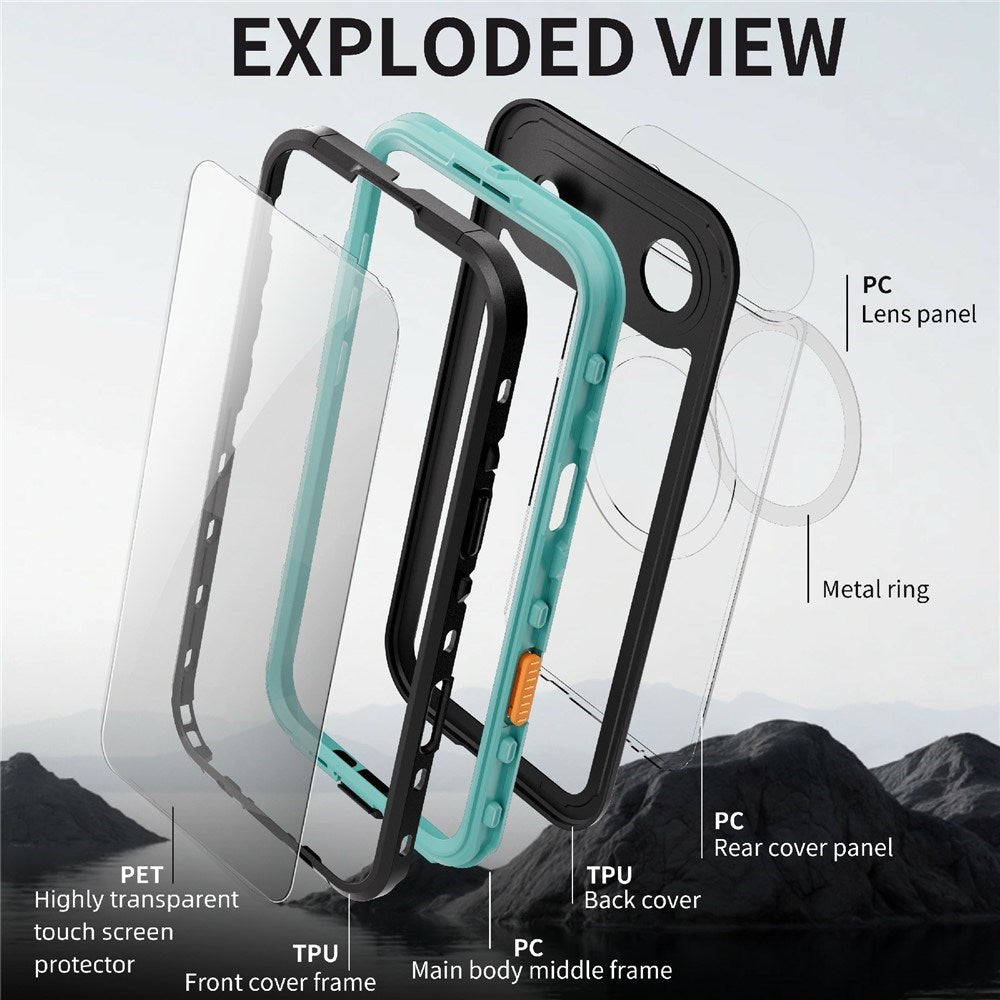 EIDERWOOD iPhone Air Vandtæt Håndværker Cover m. Skærmbeskyttelse & Strop - MagSafe Kompatibel - Sort