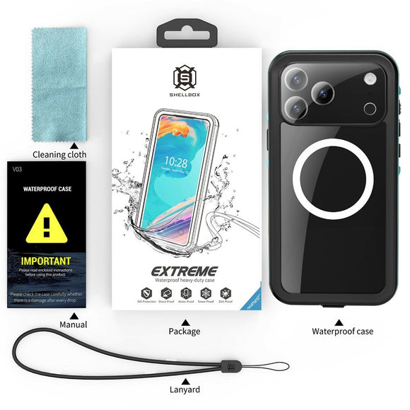 EIDERWOOD iPhone 17 Pro Max Vandtæt Håndværker Cover m. Skærmbeskyttelse & Strop - MagSafe Kompatibel - Blå