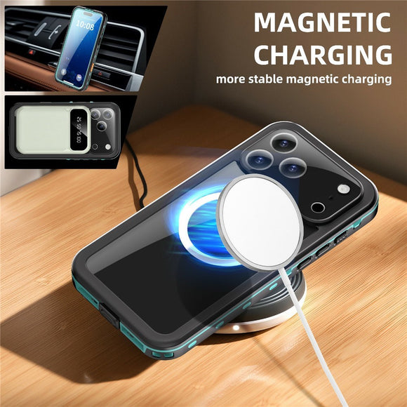 EIDERWOOD iPhone 17 Pro Max Vandtæt Håndværker Cover m. Skærmbeskyttelse & Strop - MagSafe Kompatibel - Blå