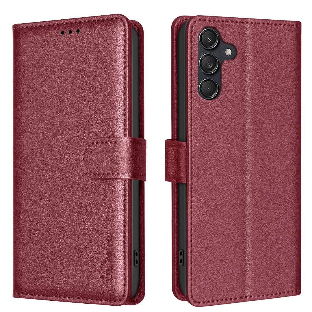 EIDERWOOD Samsung Galaxy S25 FE Kunstlæder Flip Cover m. Kortholder & Ståfunktion - Rød