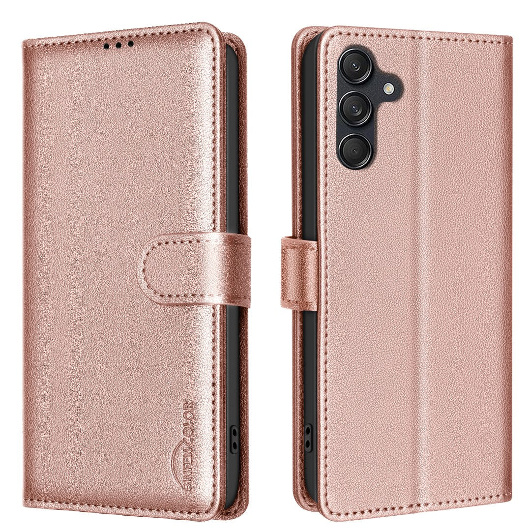 EIDERWOOD Samsung Galaxy S25 FE Kunstlæder Flip Cover m. Kortholder & Ståfunktion - Rose Gold