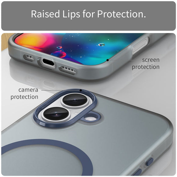 EIDERWOOD iPhone 17 Hybrid Plast Cover - MagSafe Kompatibel - Mat Gennemsigtig / Mørkeblå