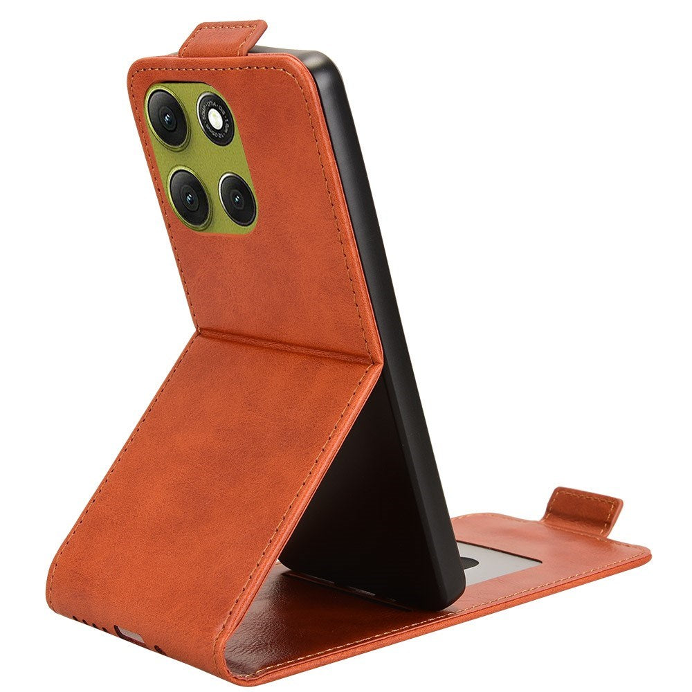 EIDERWOOD Motorola Moto G86 Power Vertikal Kunstlæder Flip Cover m. Kortholder & Ståfunktion - Orange