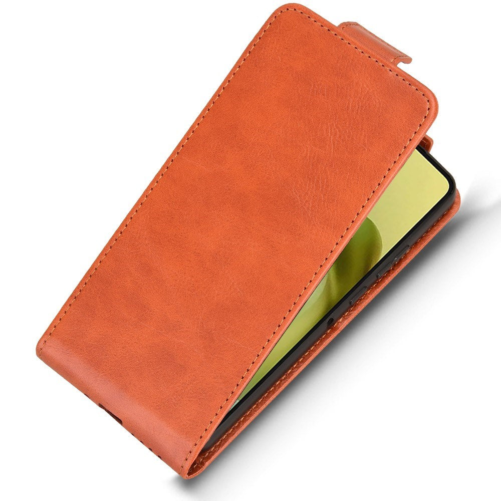 EIDERWOOD Motorola Moto G86 Power Vertikal Kunstlæder Flip Cover m. Kortholder & Ståfunktion - Orange