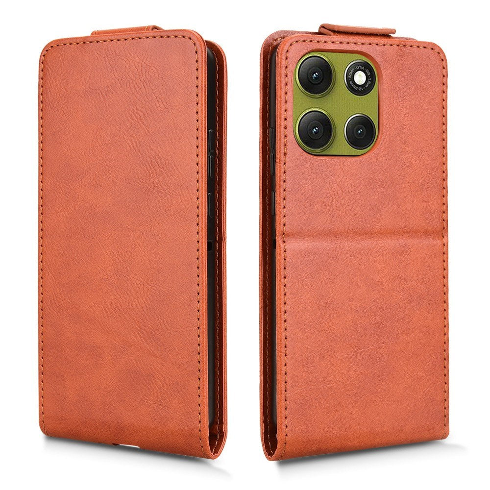 EIDERWOOD Motorola Moto G86 Power Vertikal Kunstlæder Flip Cover m. Kortholder & Ståfunktion - Orange