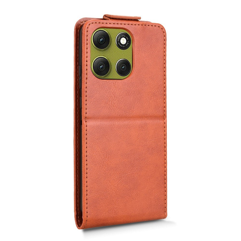 EIDERWOOD Motorola Moto G86 Power Vertikal Kunstlæder Flip Cover m. Kortholder & Ståfunktion - Orange