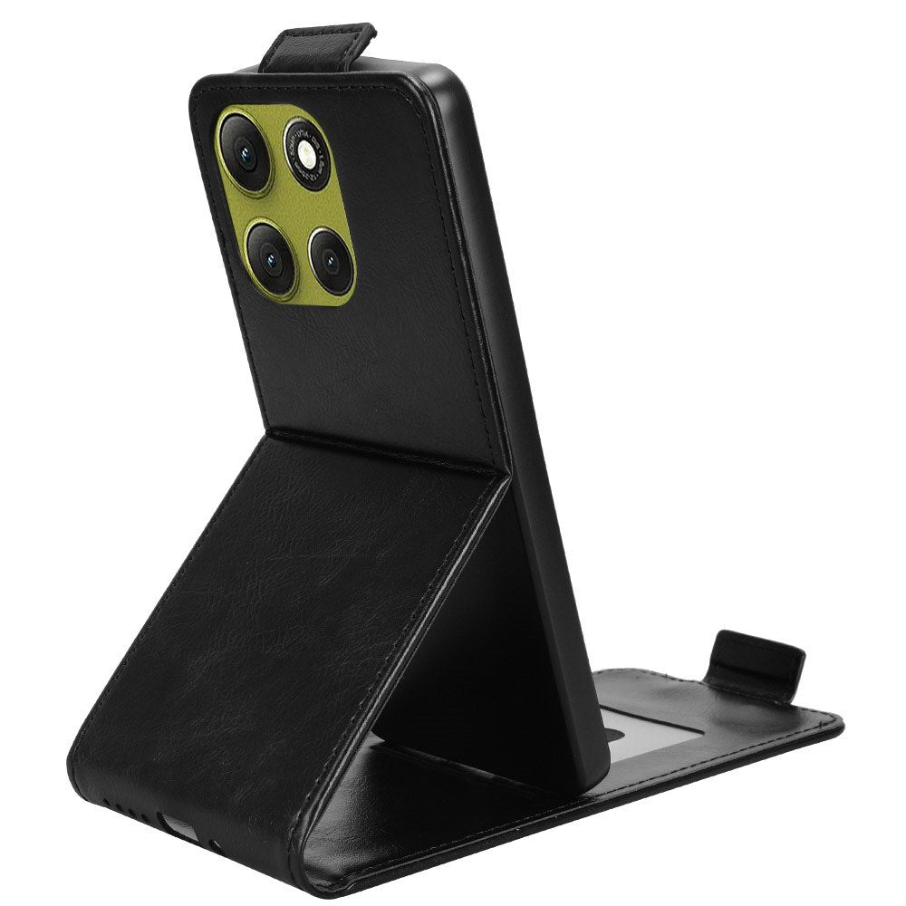 EIDERWOOD Motorola Moto G86 Power Vertikal Kunstlæder Flip Cover m. Kortholder & Ståfunktion - Sort