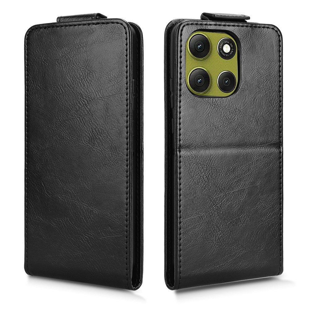 EIDERWOOD Motorola Moto G86 Power Vertikal Kunstlæder Flip Cover m. Kortholder & Ståfunktion - Sort