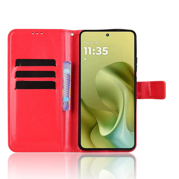 EIDERWOOD Motorola Moto G86 Power Kunstlæder Flip Cover m. Kortholder & Ståfunktion - Rød