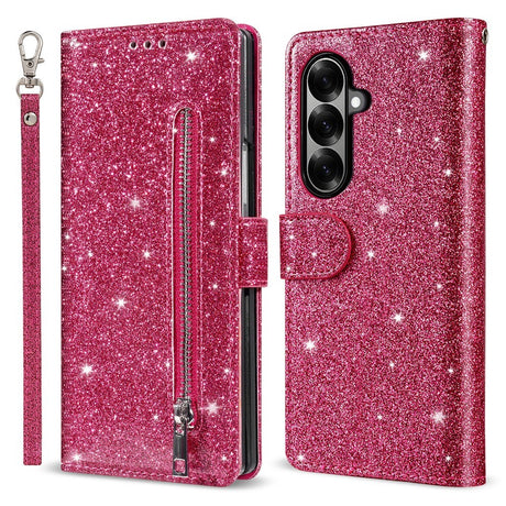 EIDERWOOD Samsung Galaxy Z Fold7 Glitter Flip Cover m. Pung & Strop - Lyserød