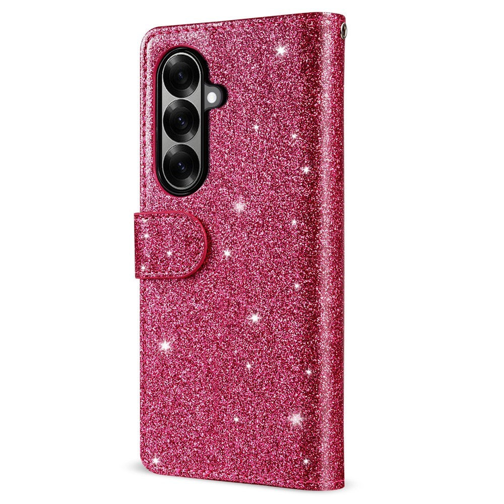 EIDERWOOD Samsung Galaxy Z Fold7 Glitter Flip Cover m. Pung & Strop - Lyserød