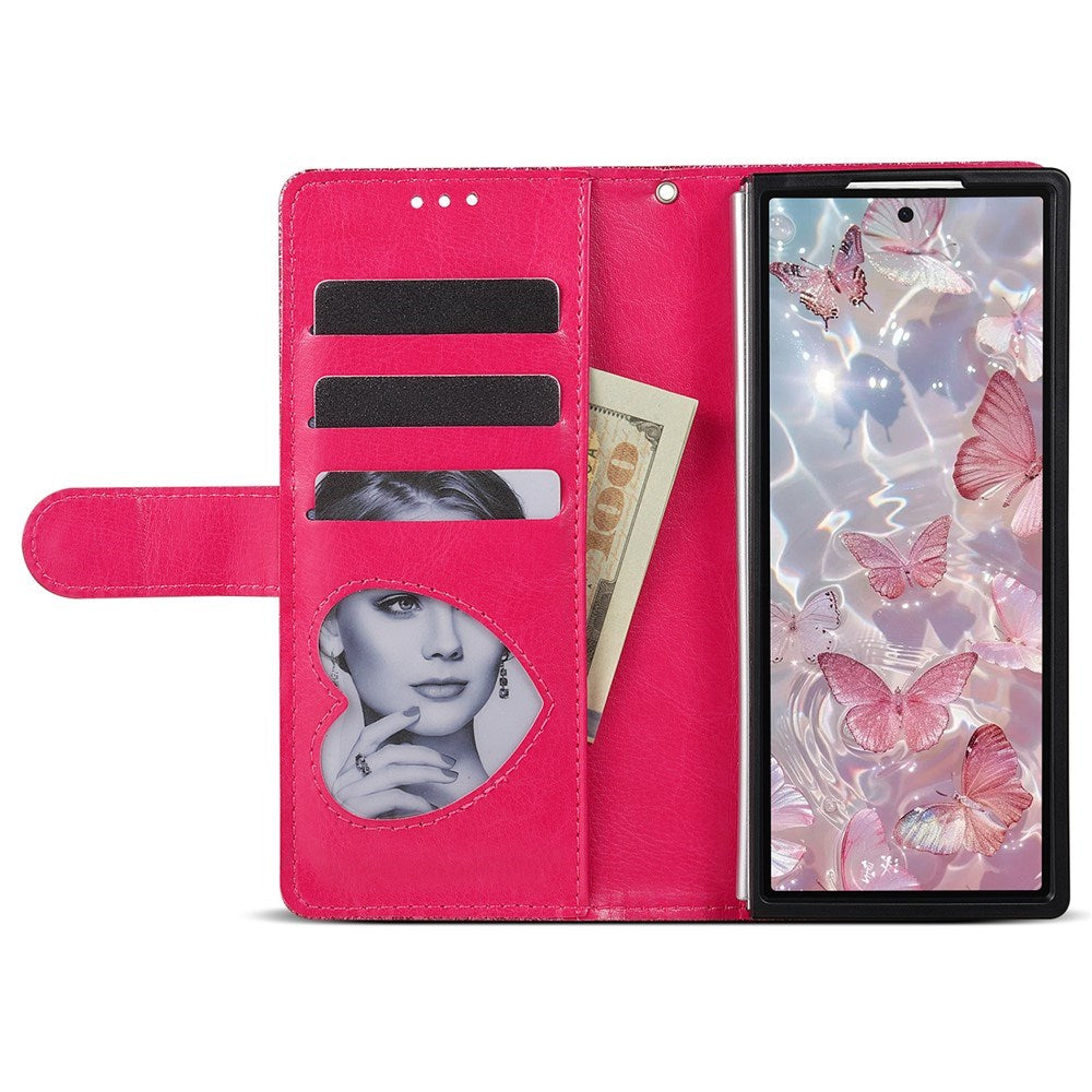 EIDERWOOD Samsung Galaxy Z Fold7 Glitter Flip Cover m. Pung & Strop - Lyserød