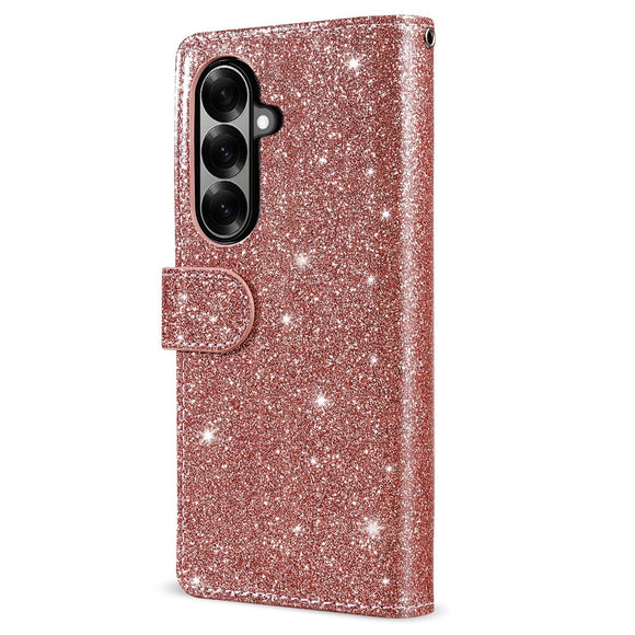EIDERWOOD Samsung Galaxy Z Fold7 Glitter Flip Cover m. Pung & Strop - Rose Gold