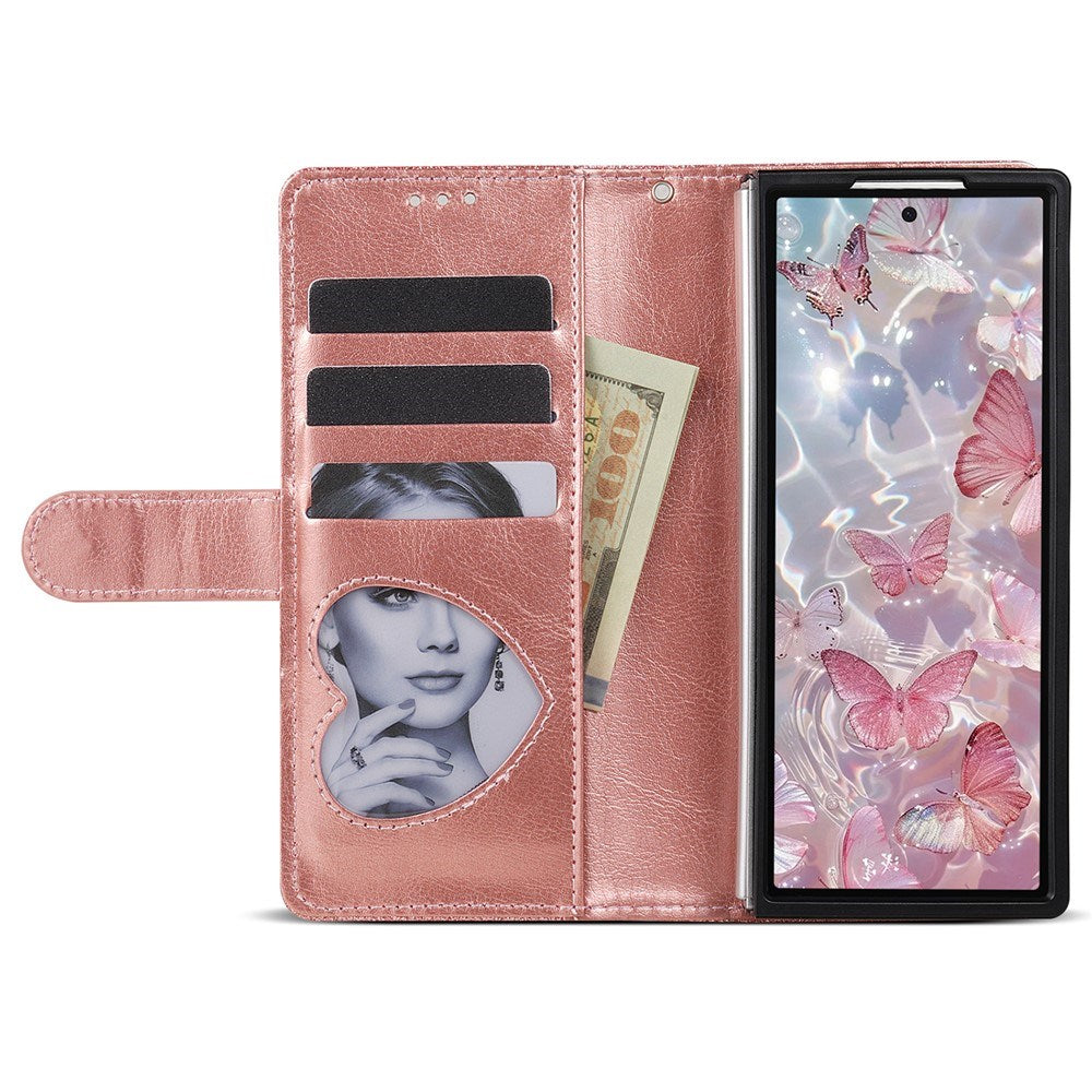EIDERWOOD Samsung Galaxy Z Fold7 Glitter Flip Cover m. Pung & Strop - Rose Gold