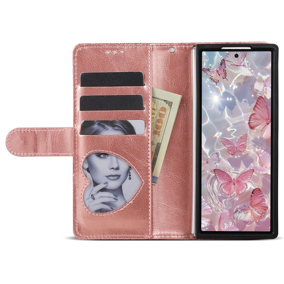 EIDERWOOD Samsung Galaxy Z Fold7 Glitter Flip Cover m. Pung & Strop - Rose Gold