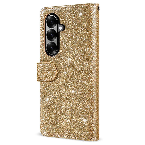 EIDERWOOD Samsung Galaxy Z Fold7 Glitter Flip Cover m. Pung & Strop - Guld